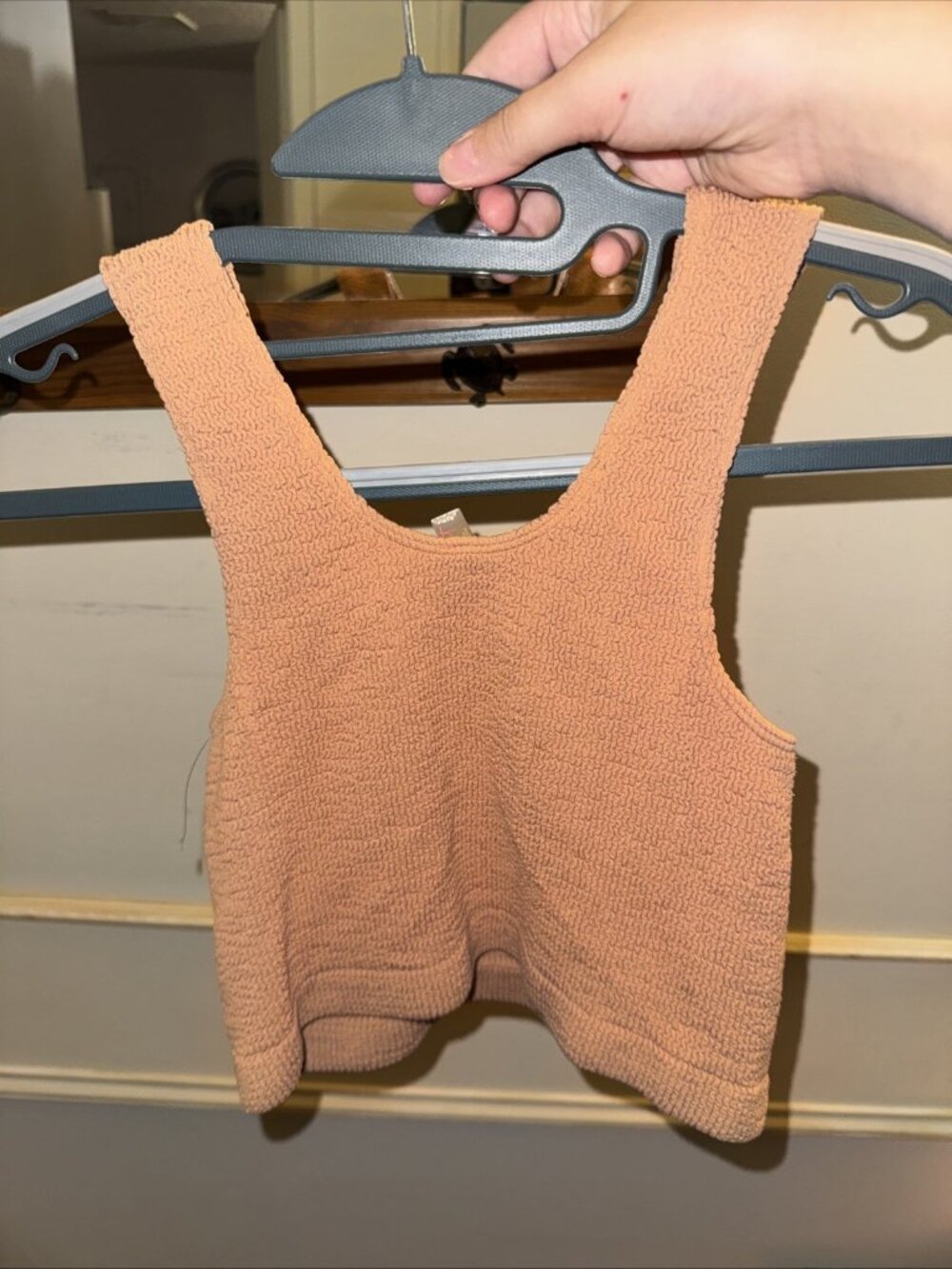 Free People FP Movement Ribbed Squiggled Seamless Crop Tank Top Clay Orange - Picture 6 of 6